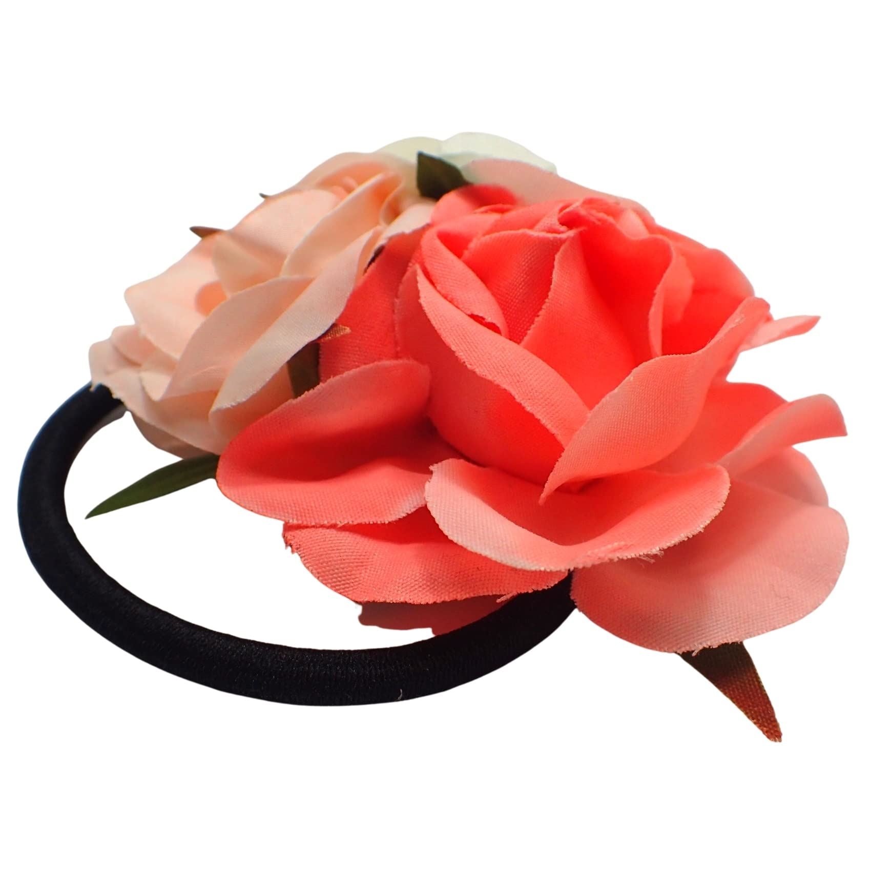 Floral Hair Ties Ponio Ponytail Band Hair Bobbles Rose Flower Hair Ties Hair Band Elastic Headband Hand Bands Paper colourful wrist bands Hair Accessories